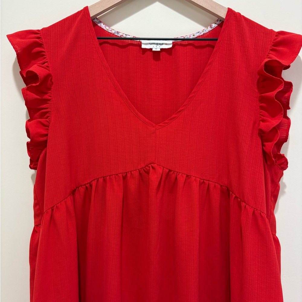 Umgee V-Neck Dress with Ruffled Sleeves - Picture 4 of 6